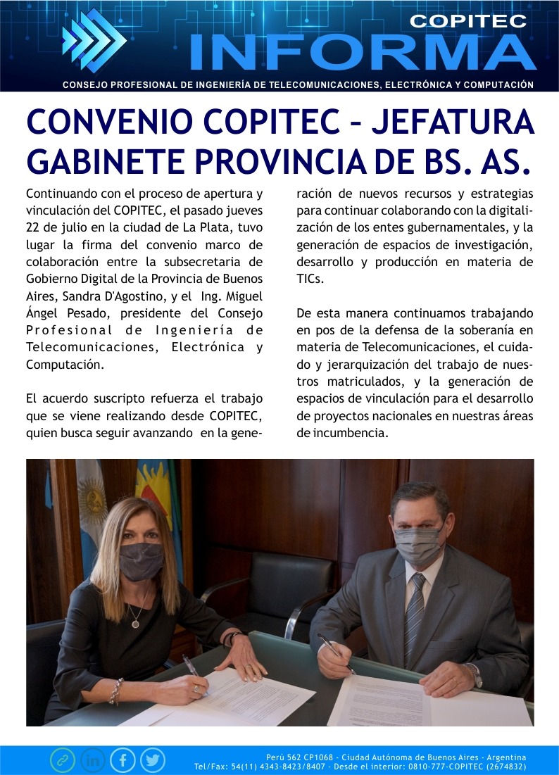 CONVENIO COPITEC – JEFATURA  GABINETE PROVINCIA DE BS. AS.